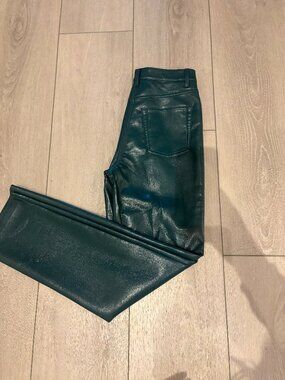 Dark green faux leather pants 💚